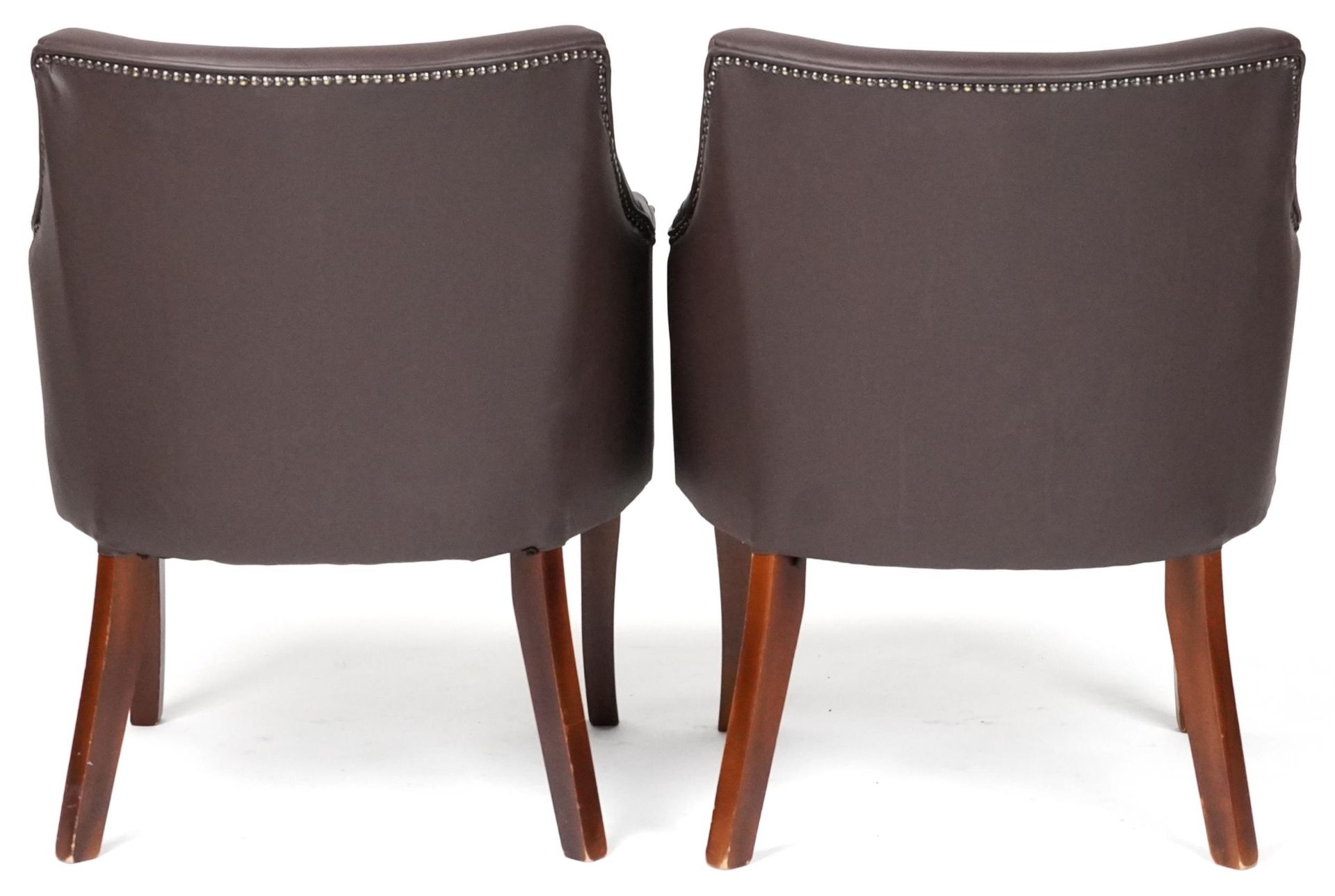 Pair of contemporary brown faux leather tub chairs, each 76cm high - Image 4 of 4