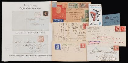 19th century and later postal history including a Penny Black cover dated 1840 and a Penny Red