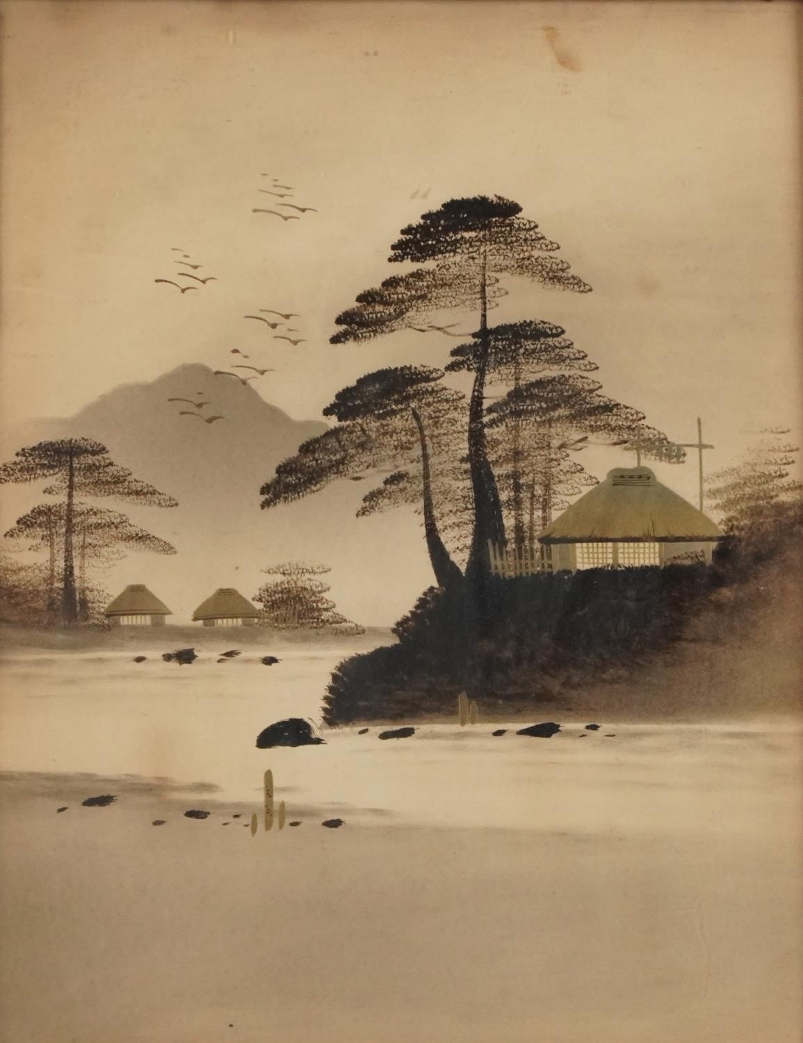 Mount Fujiyama six Japanese watercolours heightened in gilt, each framed and glazed, the largest - Bild 11 aus 19