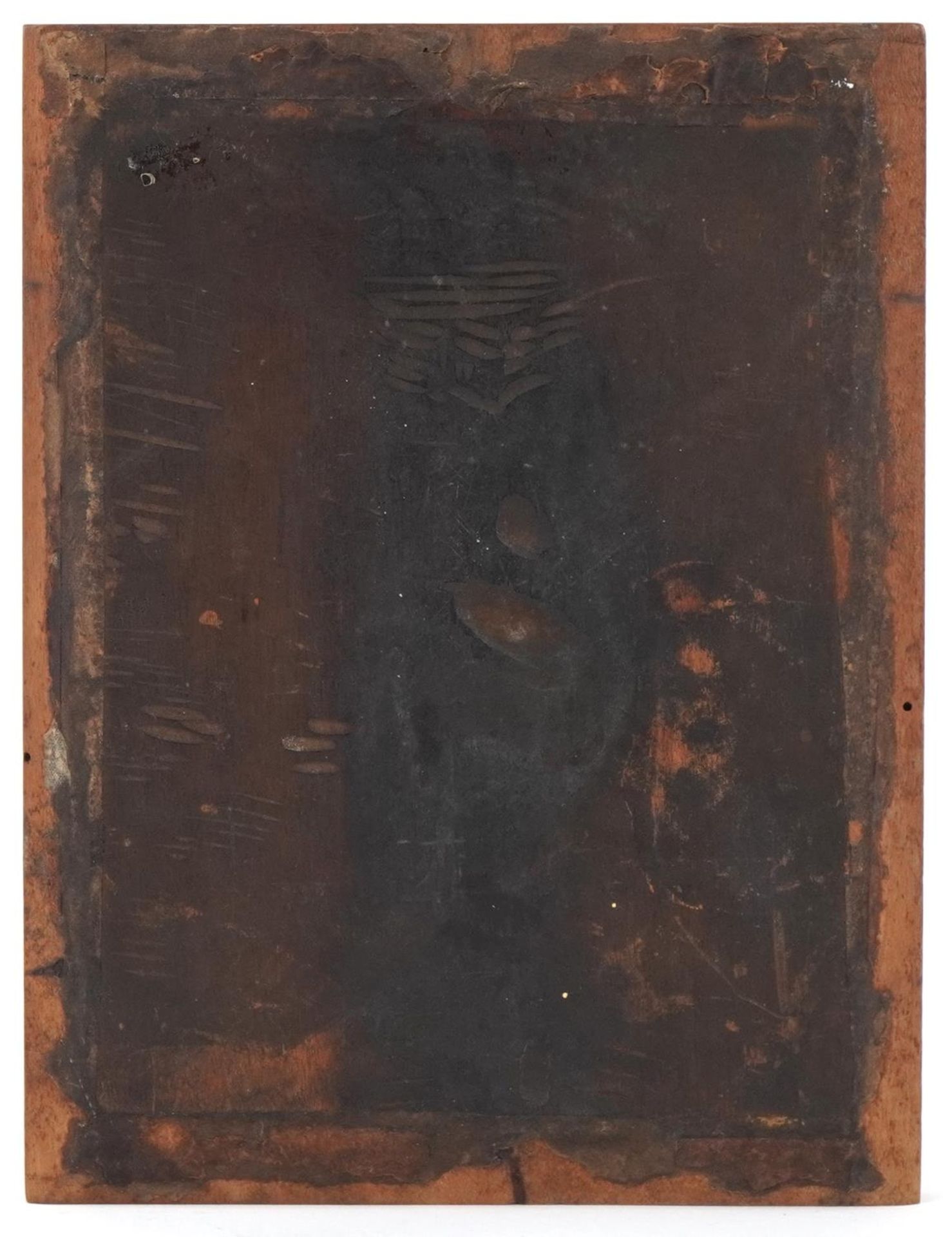 Religious antique carved wood panel the beheading of St John The Baptist, 21.5cm x 16cm - Image 3 of 3