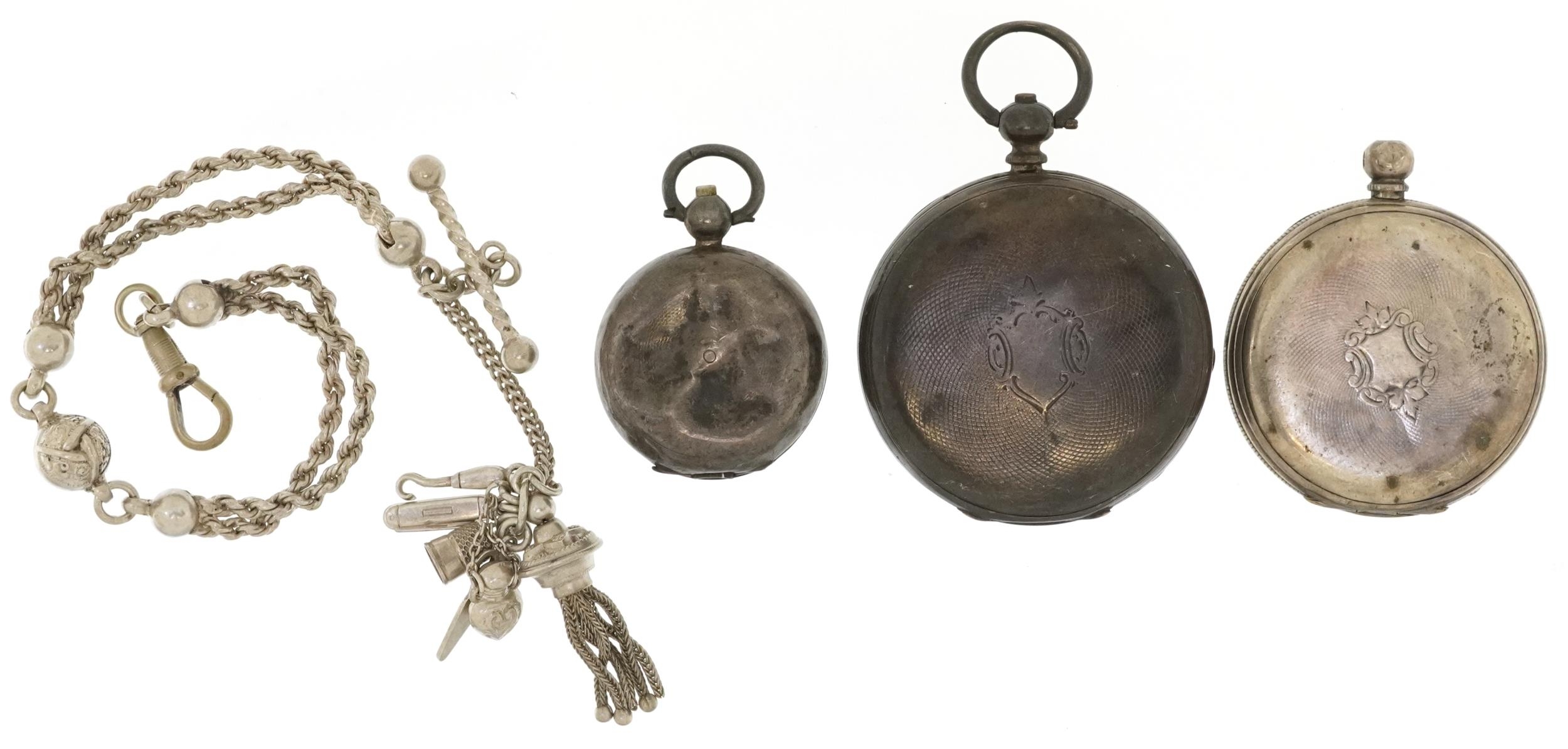 Silver and white metal jewellery comprising two ladies open face pocket watches, white metal watch - Image 2 of 4