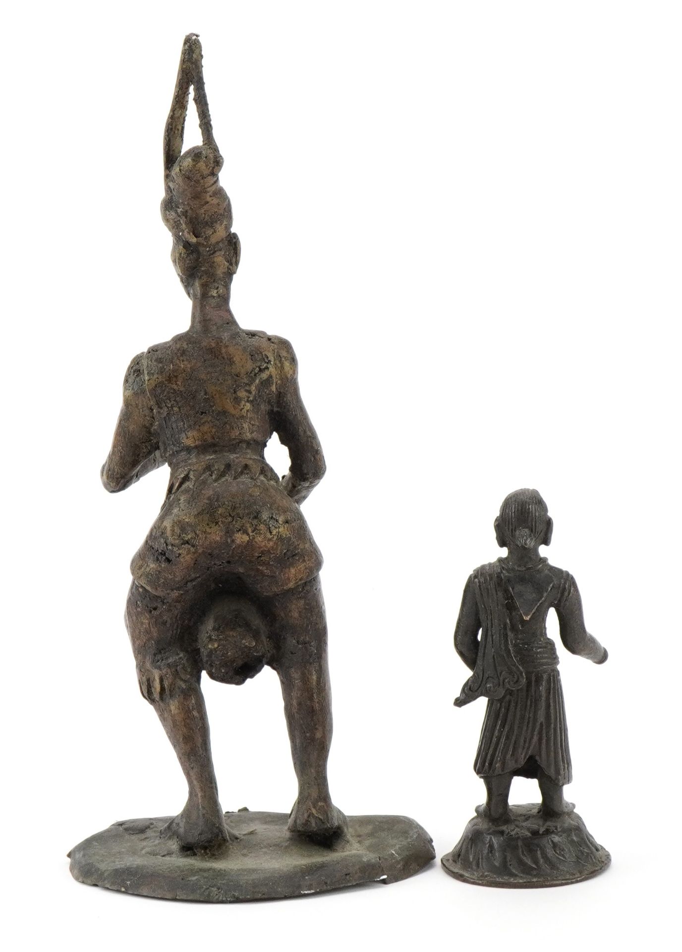 Bronze figure of an Indian god together with a bronze African statue of a drumming man, the - Image 4 of 5