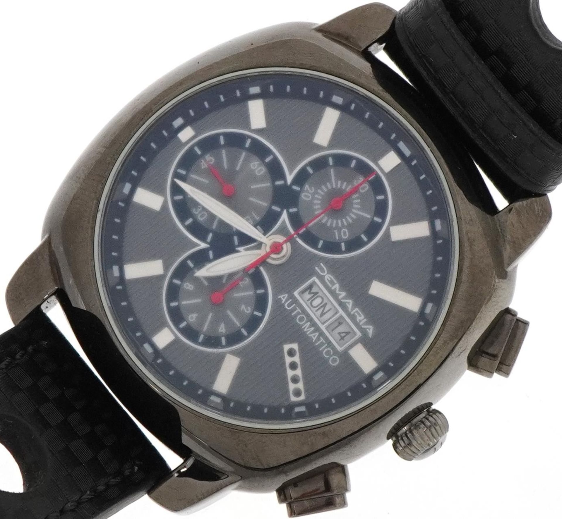 Demaria, gentlemen's automatic chronograph wristwatch having day/date aperture, with box, the case - Bild 2 aus 6