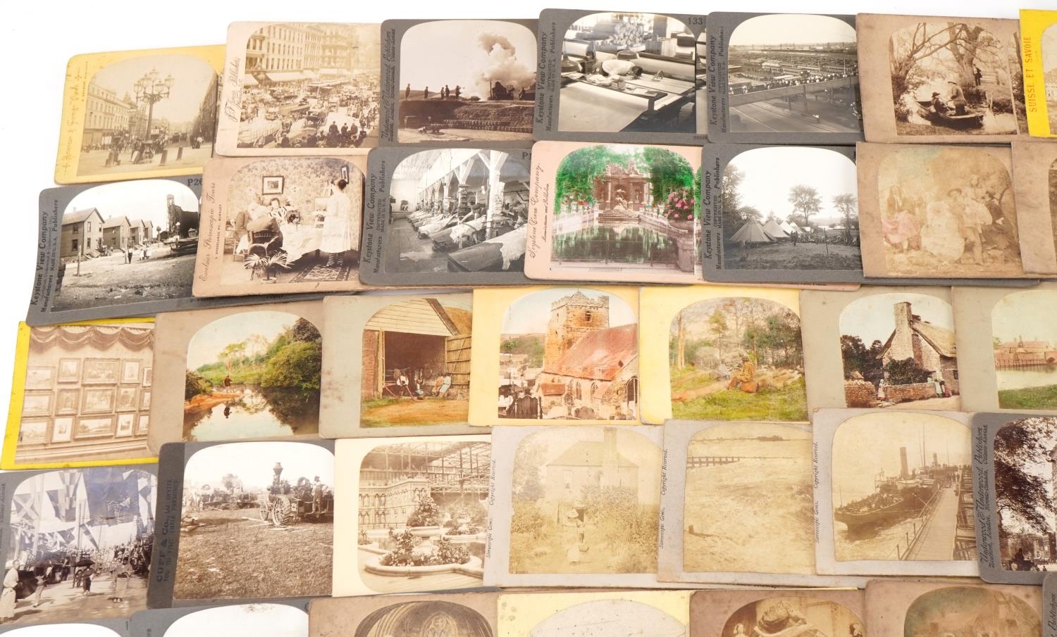 Selection of stereoscopic view cards, some American, including car manufacturing, Europe cards, - Bild 2 aus 7