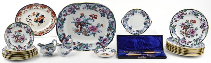 Doulton Burslem and Cauldon dinner and teaware and a pair of fish servers with ivorine handles and