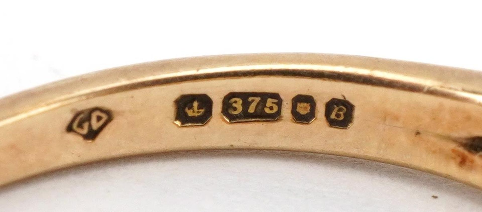 Victorian style 9ct gold sapphire and opal half eternity ring, size M, 2.2g - Bild 5 aus 5