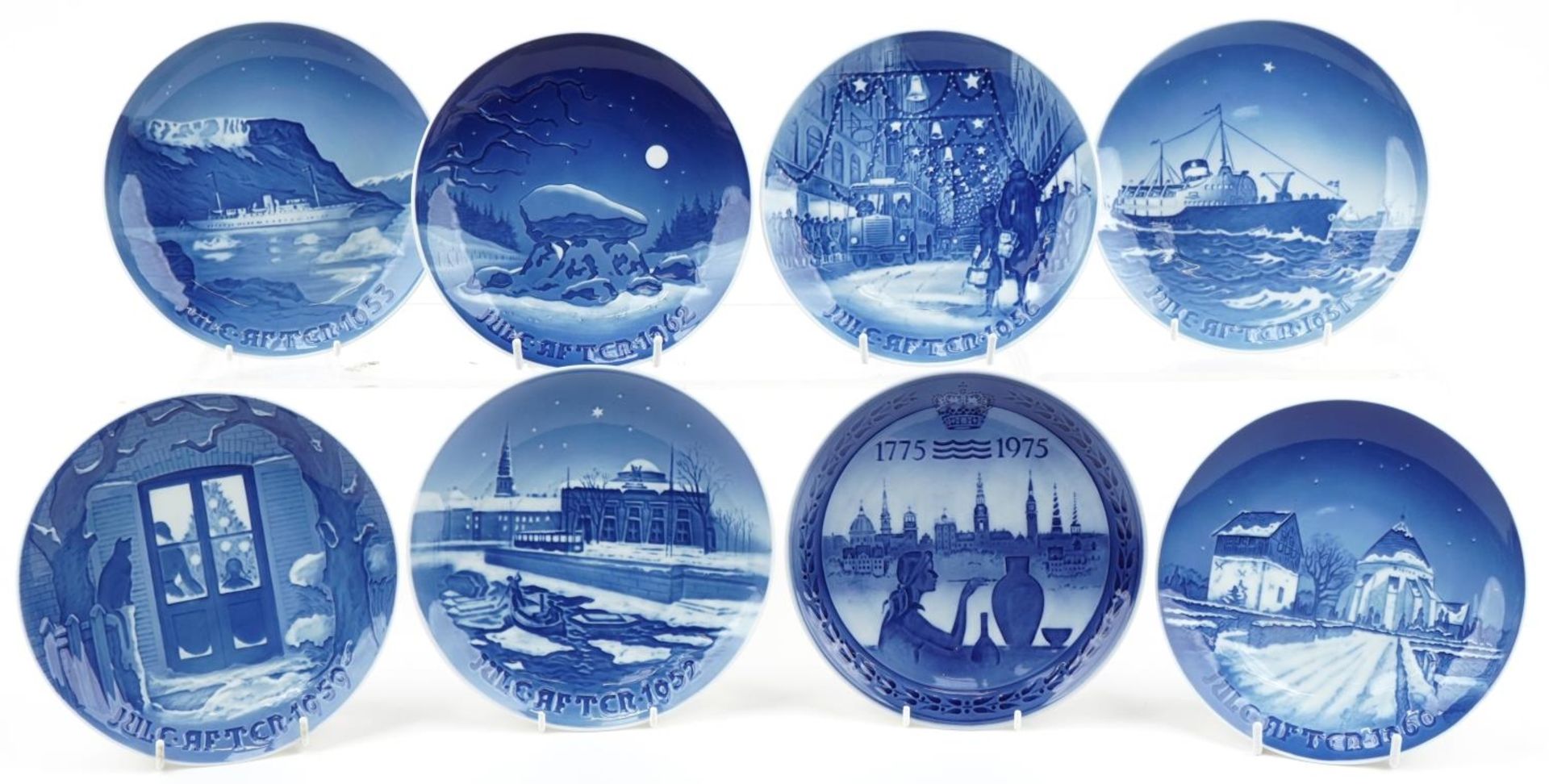 Bing & Grondahl and Royal Copenhagen, eight Danish porcelain 1950s and 60s Christmas plates