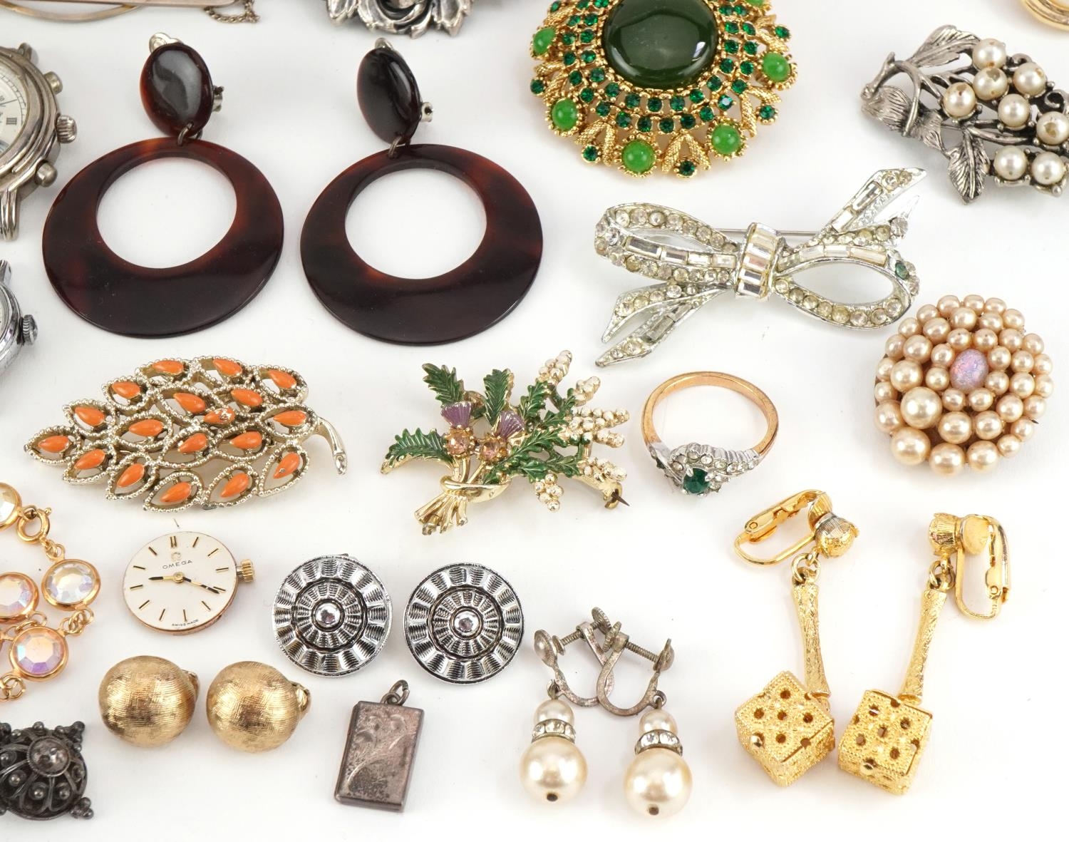 Vintage and later costume jewellery and wristwatches including a Napier Green Man brooch, - Image 5 of 6