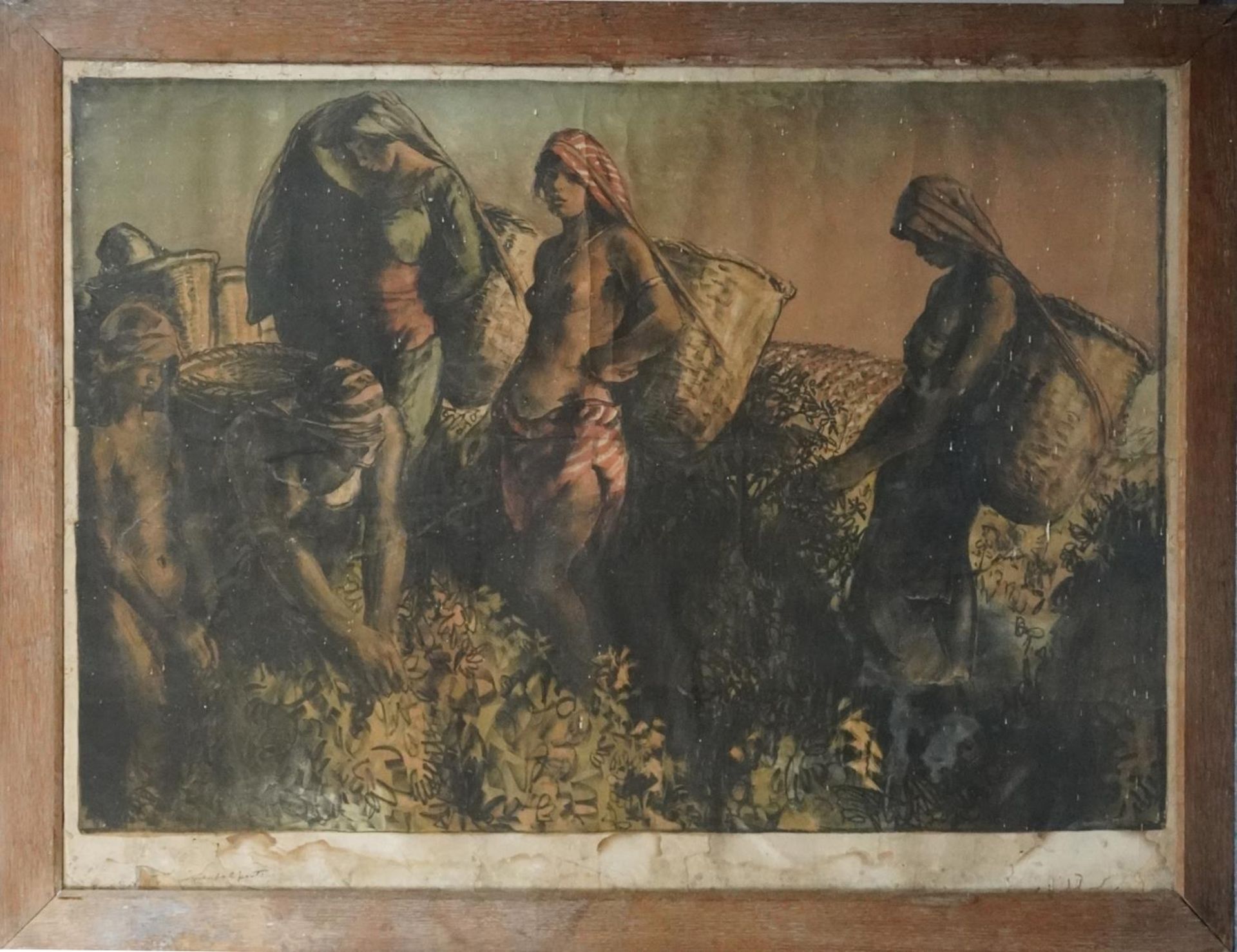 Gerald Spencer Pryse - Tea Pickers of Ceylon, lithograph in colour, framed and glazed, 126cm x - Bild 2 aus 4