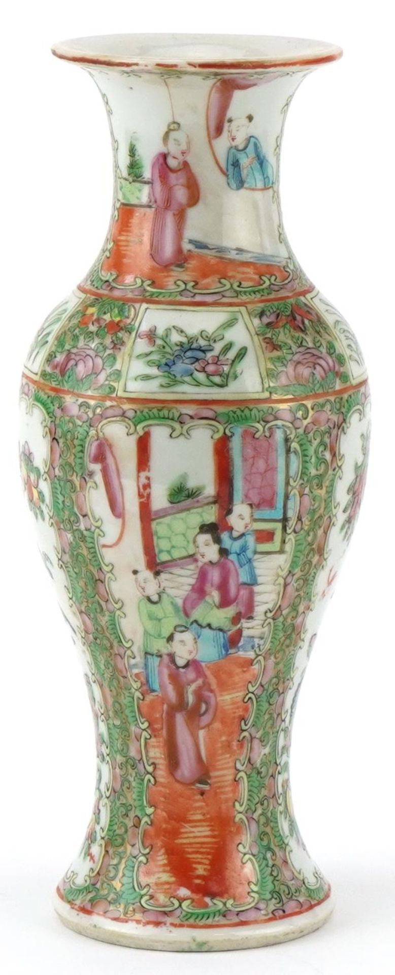 Chinese porcelain vase hand painted in the famille rose palette with flowers, birds and scenes, 25cm - Image 3 of 6