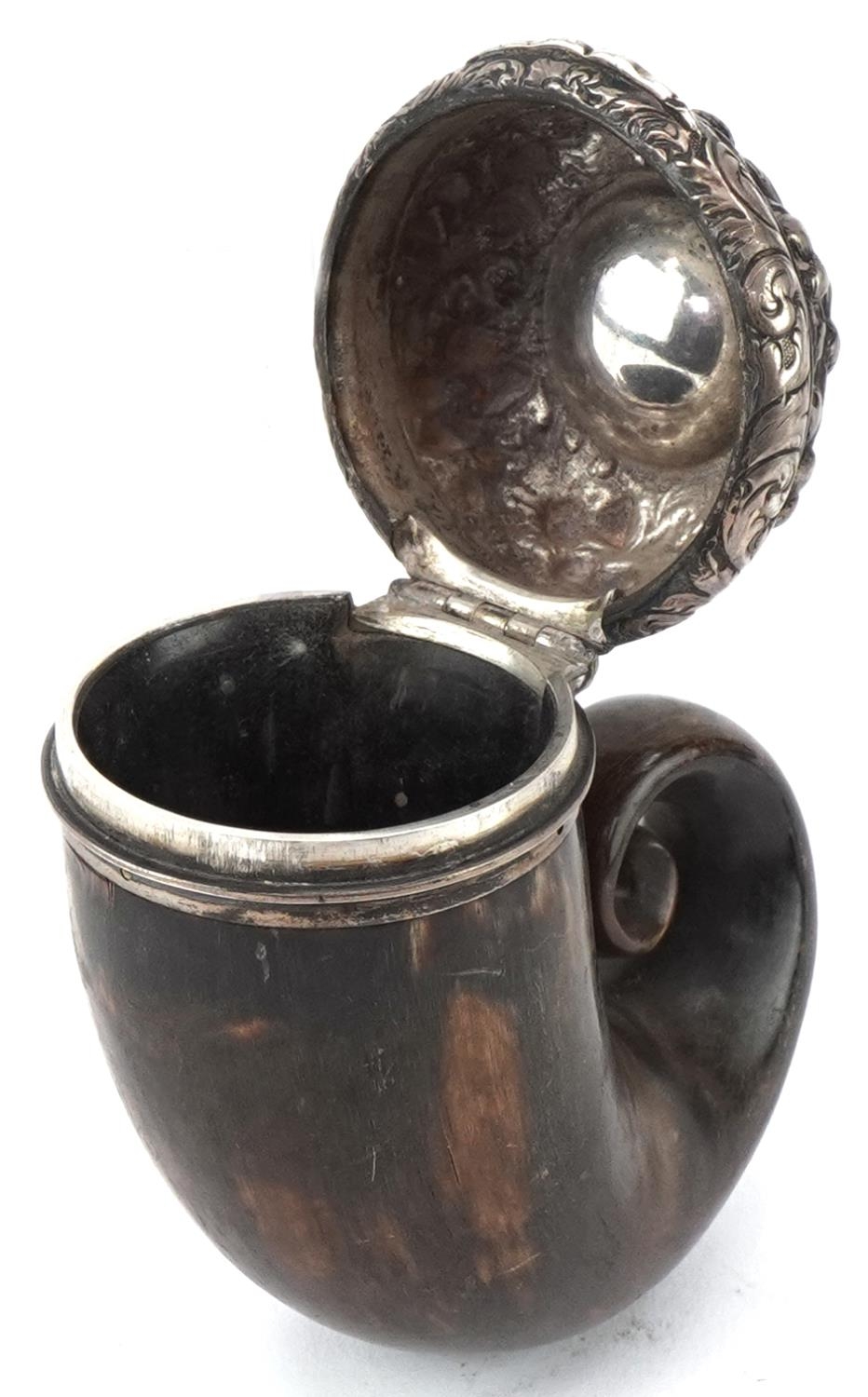 Victorian Scottish horn and unmarked silver snuff mull, 10cm high - Image 3 of 4
