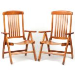 Herlag, pair of West German teak folding chairs, each 102cm high