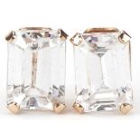 Pair of 9ct gold clear stone stud earrings, each 7mm high, total 1.1g