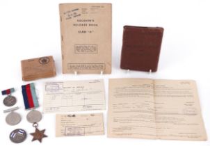 British military World War II medal group awarded to L/BDRG TREVETT including Soldier's Service book