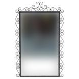Wrought iron framed wall hanging mirror, 79cm x 49cm