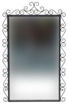 Wrought iron framed wall hanging mirror, 79cm x 49cm