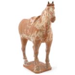 Anglo Indian pottery horse sculpture, 30cm high