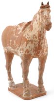 Anglo Indian pottery horse sculpture, 30cm high