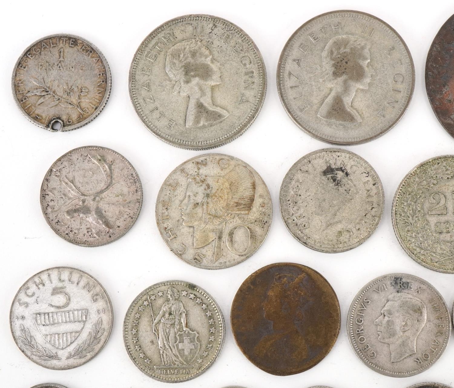 19th century and later world coinage, some silver, including 1944 two franc and Australian 1943 - Image 7 of 10