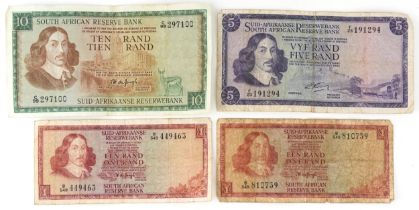 South Africa banknotes including five and ten rand