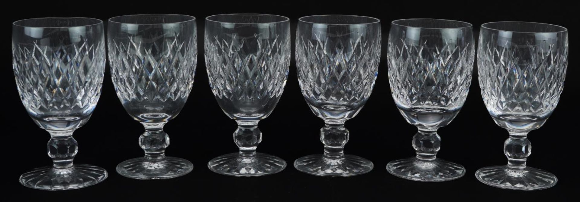 Set of six Waterford Crystal Boyne pattern glasses, each 12cm high