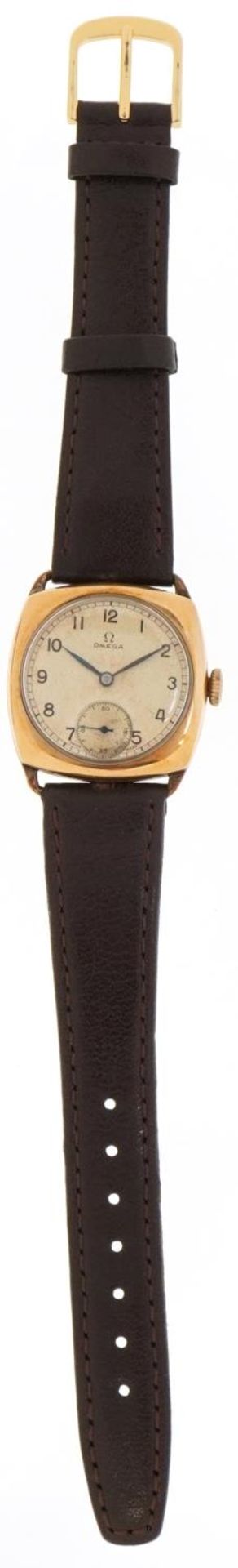 Omega, gentlemen's gold plated manual wind wristwatch having Champagne and subsidiary dials with - Image 2 of 6