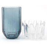 Two art glass vases a clear example by Orrefors and a smoky example by Hay S & B, the largest 15cm