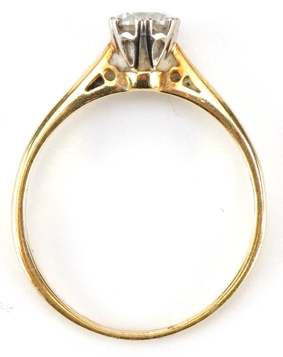 18ct gold diamond solitaire ring, the diamond approximately 0.50 carat, size P/Q, 2.5g - Image 3 of 5