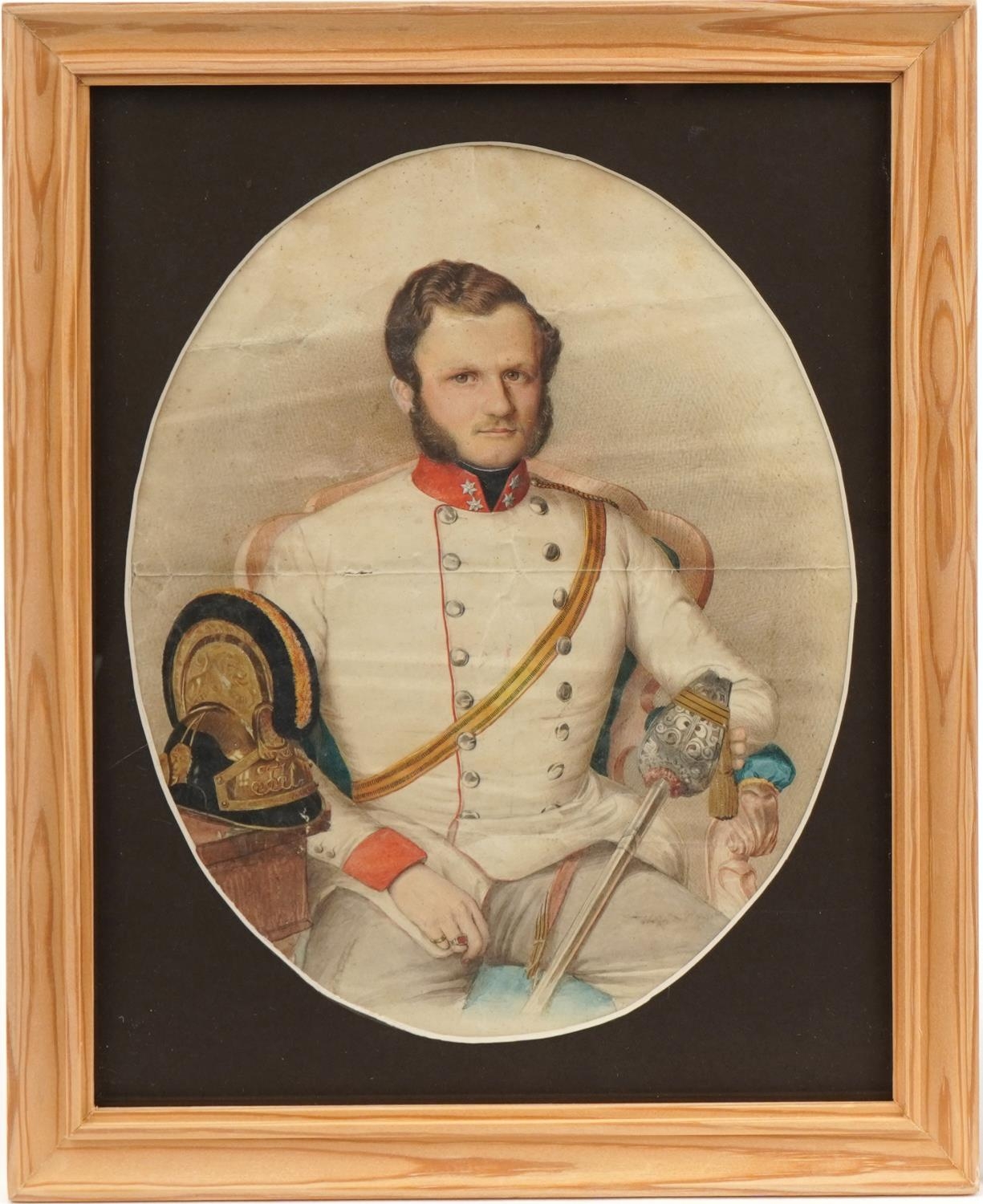 Top half portrait of a Prussian officer in military uniform, 19th century military interest - Bild 3 aus 7