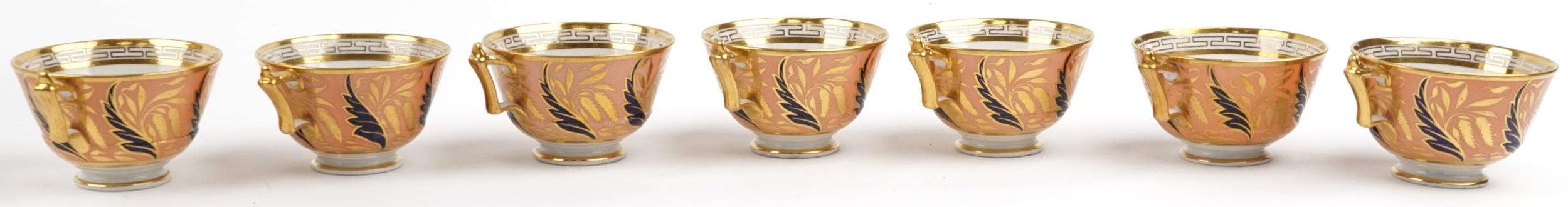 Worcester Barr Flight & Barr peach ground tableware gilded with catkins and foliage, comprising milk - Image 7 of 28