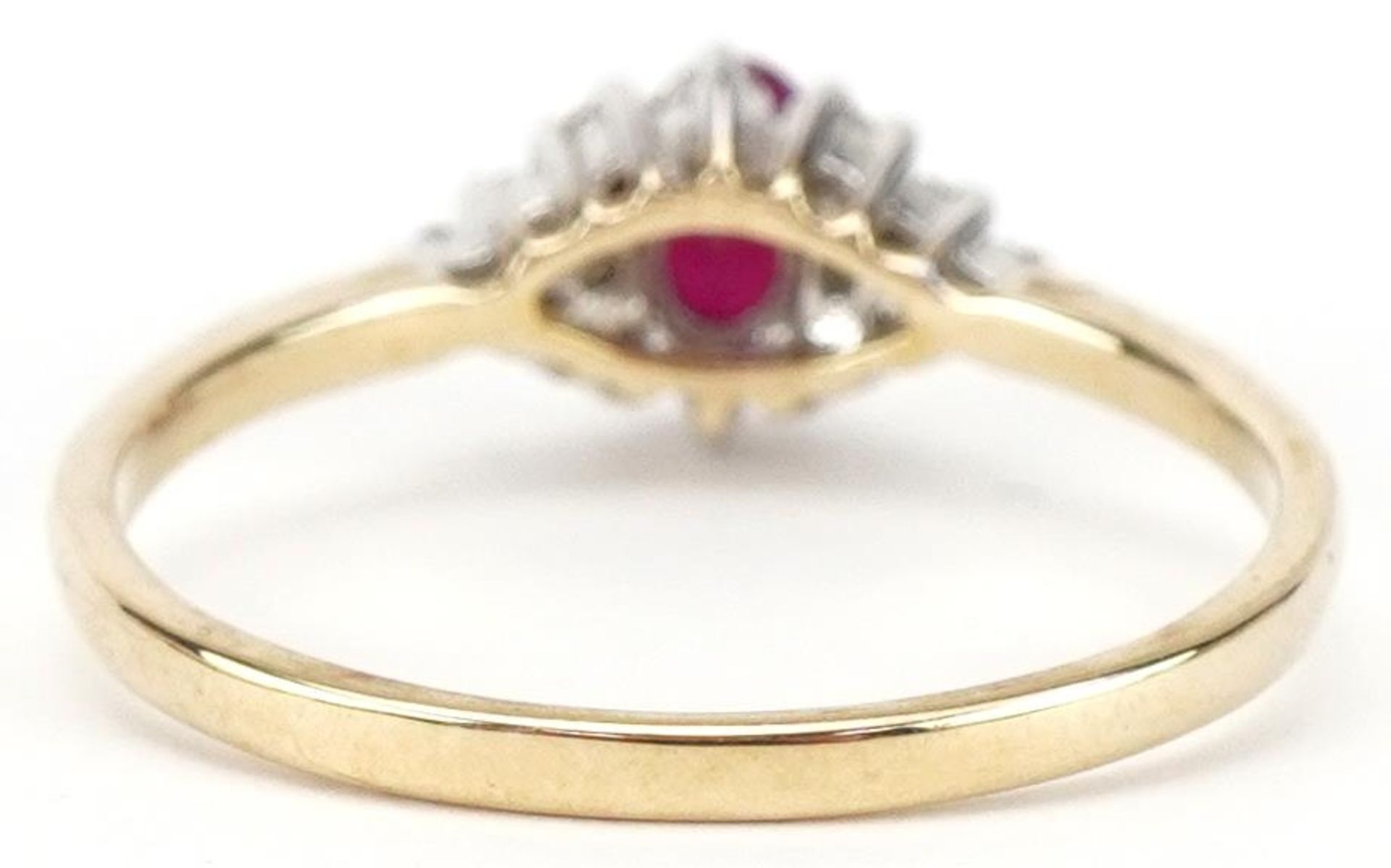 9ct gold ruby and diamond cluster ring, size P, 1.9g - Bild 2 aus 5