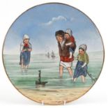 Villeroy & Boch, German porcelain wall charger hand painted with four children paddling at the