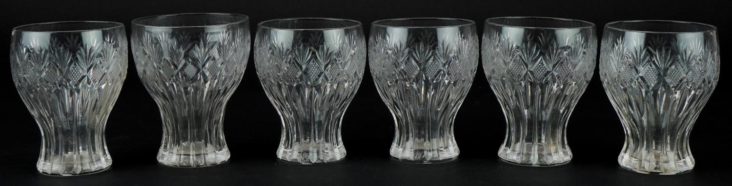 Six early 20th century of six cut glass balloon tumblers, each 8.5cm high - Image 4 of 6