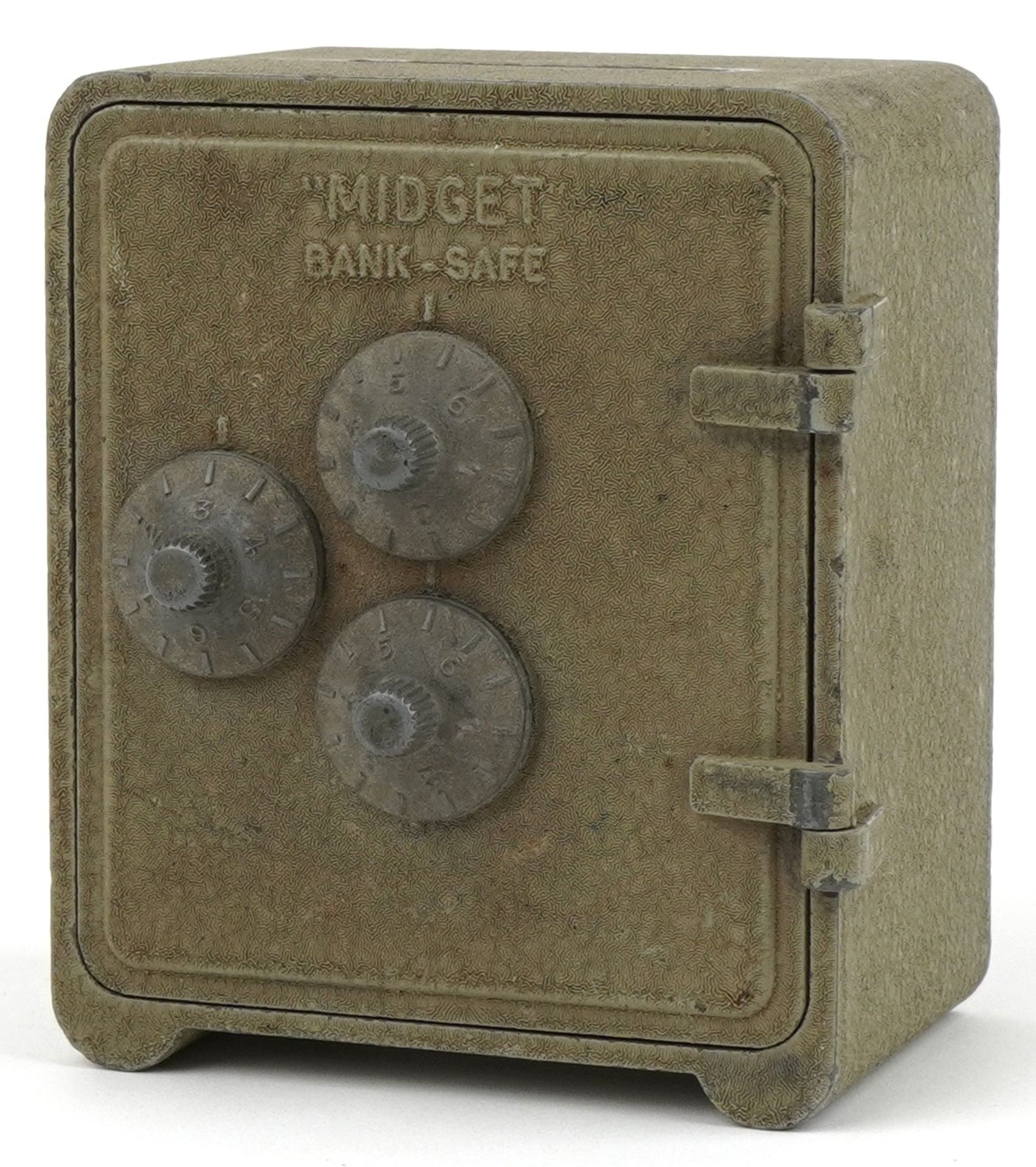 Early 20th century cast metal Midget Bank combination money box