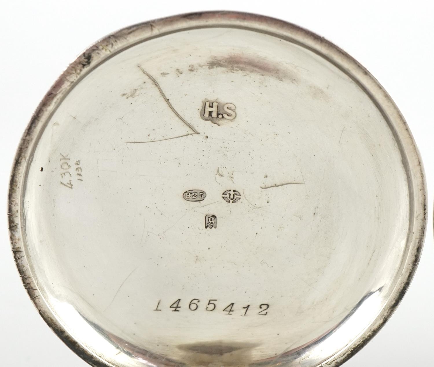 Three gentlemen's silver open face pocket watches having enamelled and subsidiary dials with Roman - Image 5 of 7