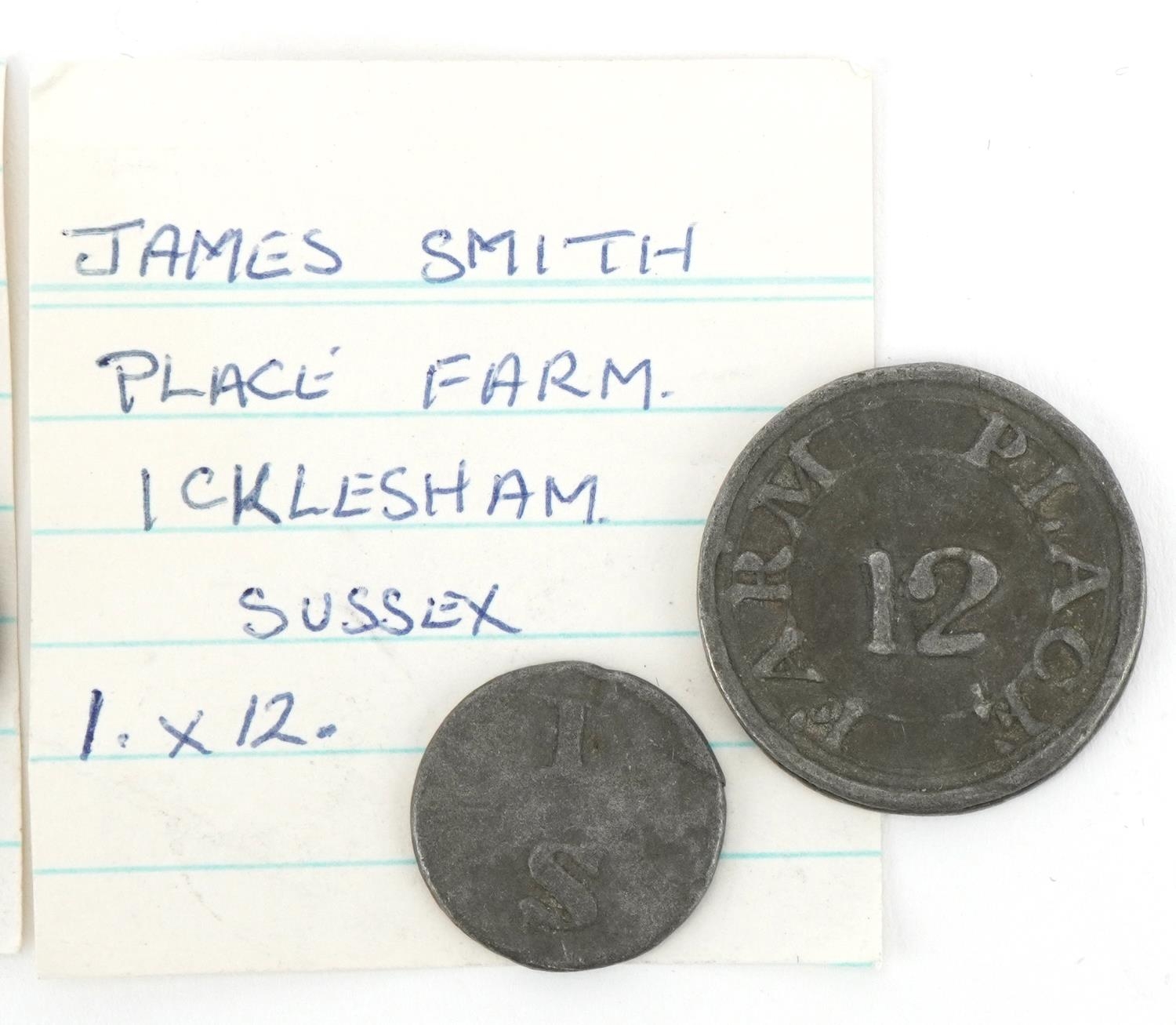 Three hop tokens comprising William Crump Polhill Hill Farm, Harrietsham James Smiths Place Farm - Bild 8 aus 8