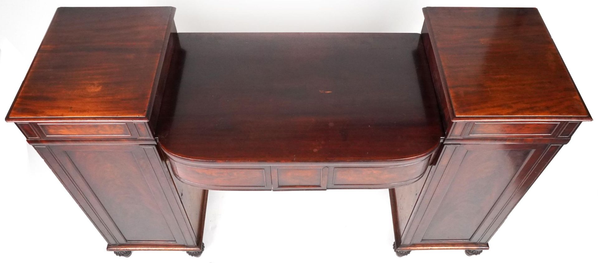 19th century mahogany twin pedestal sideboard with three drawers above a pair of cupboard doors - Image 2 of 3