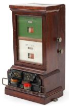 Railway interest mahogany up and down line wooden signal box, 38.5cm high