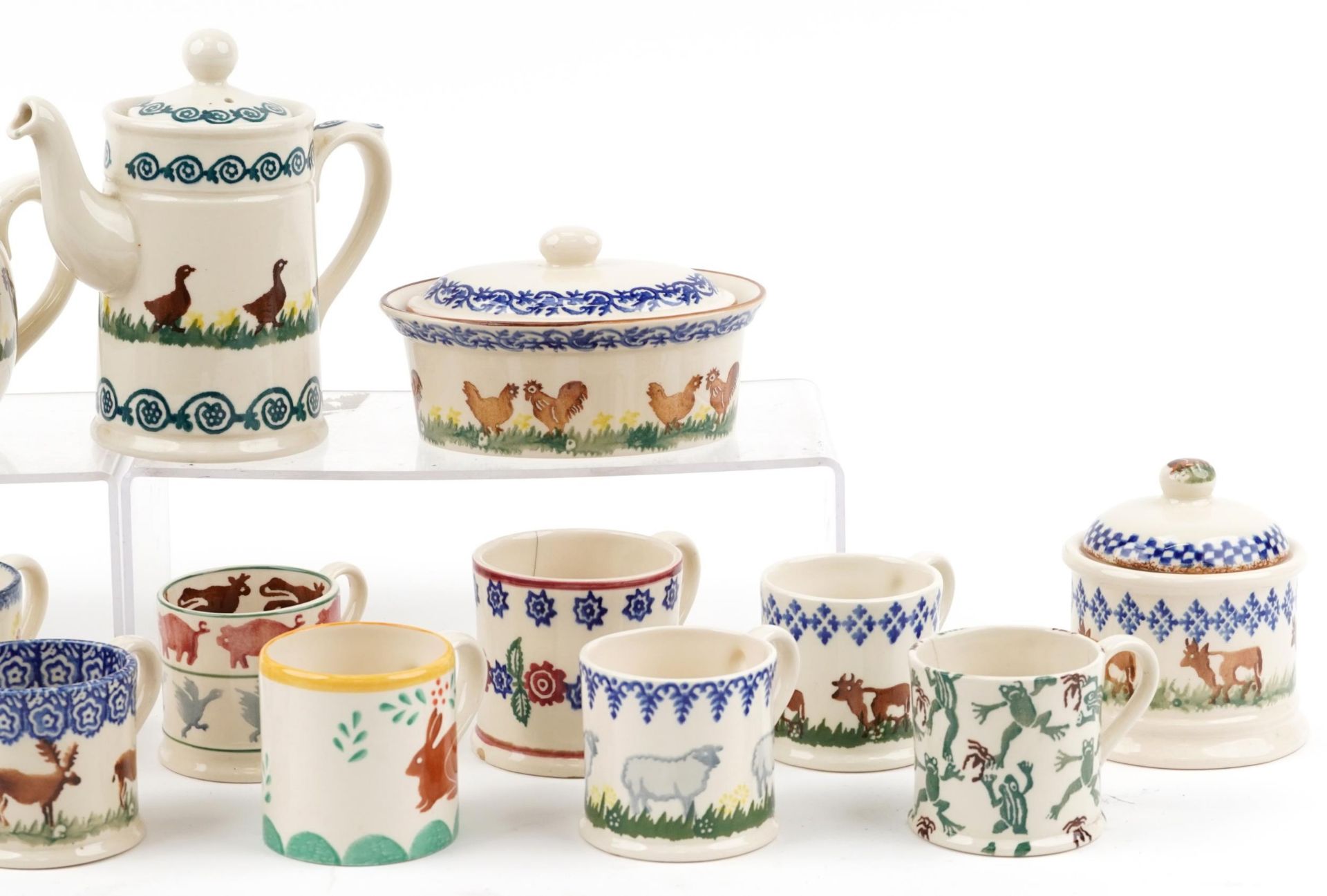 Brixton pottery hand painted with animals including mugs, storage jars and teapot, the largest 21. - Image 3 of 4