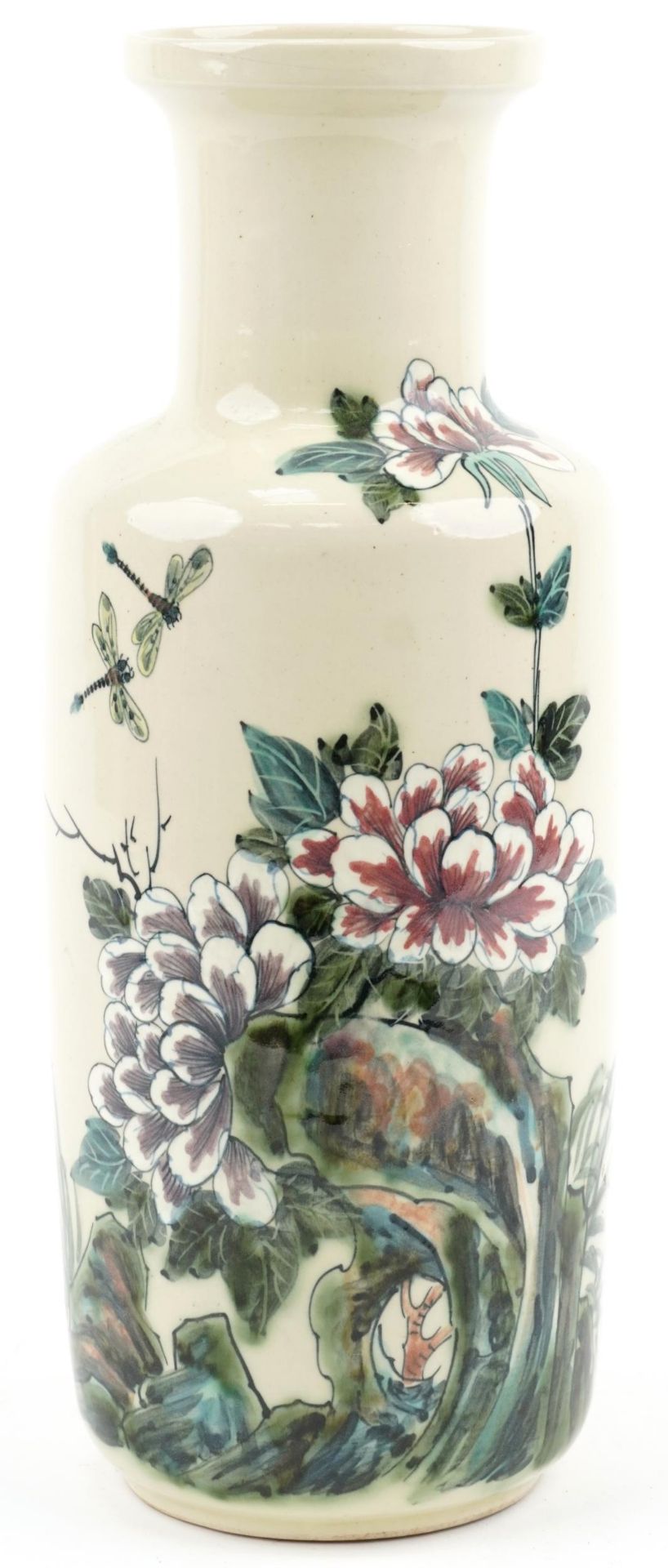 Hand painted floral pottery vase, 42cm high