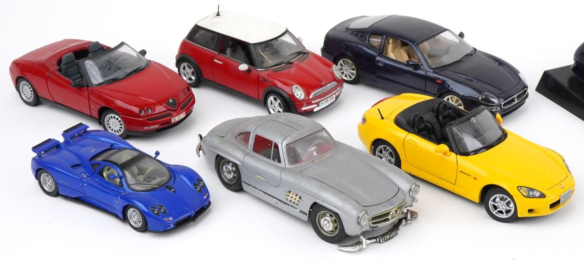 Eleven 1:18 scale diecast vehicles including Maisto, Honda S2000, Burago Maserati 3200G, Burago 1954 - Image 2 of 3