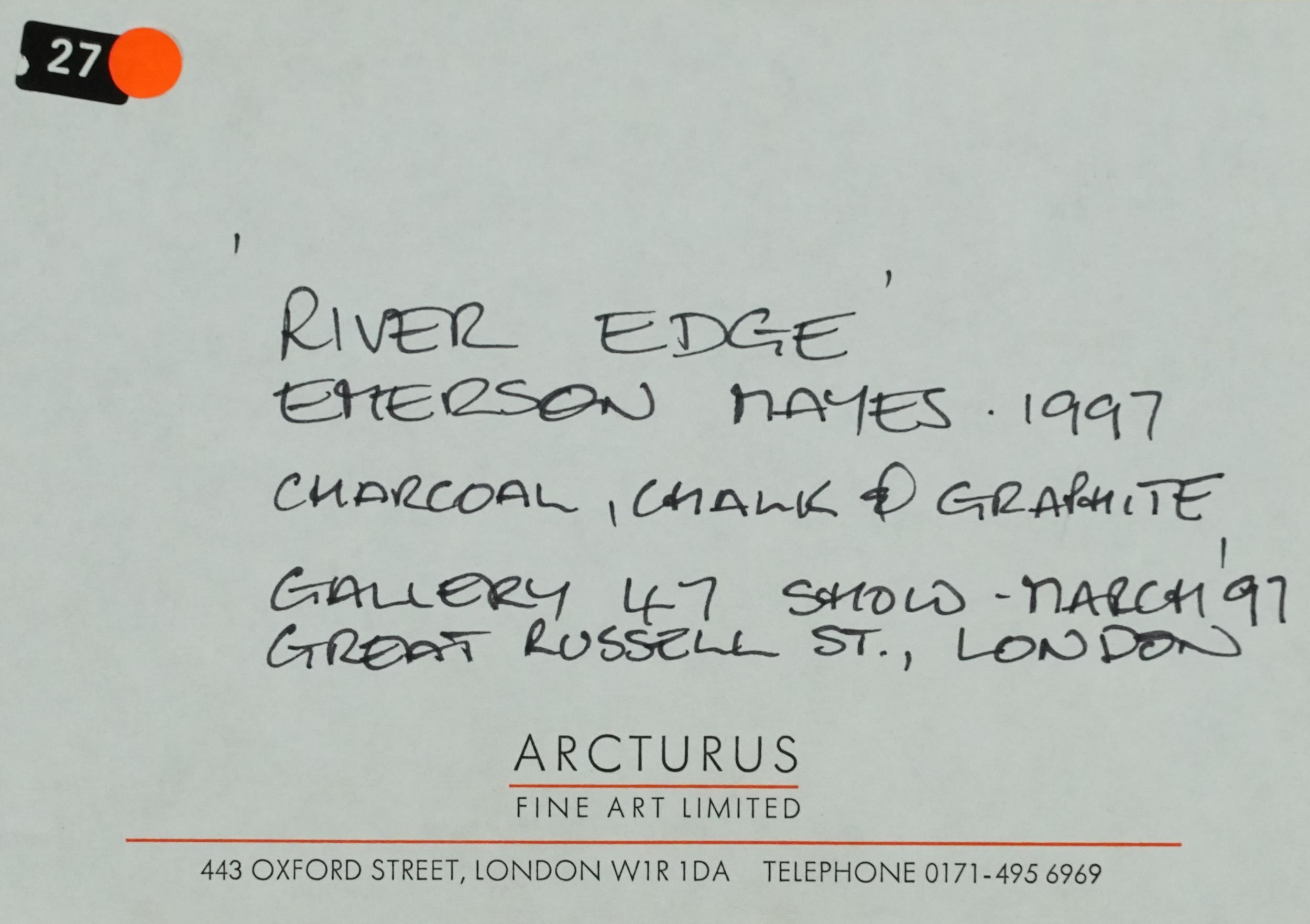 Emerson Hayes 1997 - River Edge, charcoal, chalk and graphite, inscribed Arcturus Fine Art Limited - Image 5 of 5