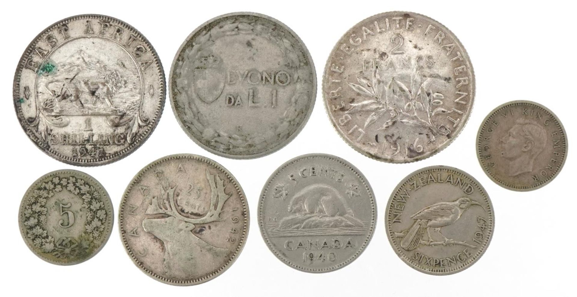 George V East Africa shilling, France, Italy and New Zealand coins - Bild 4 aus 6