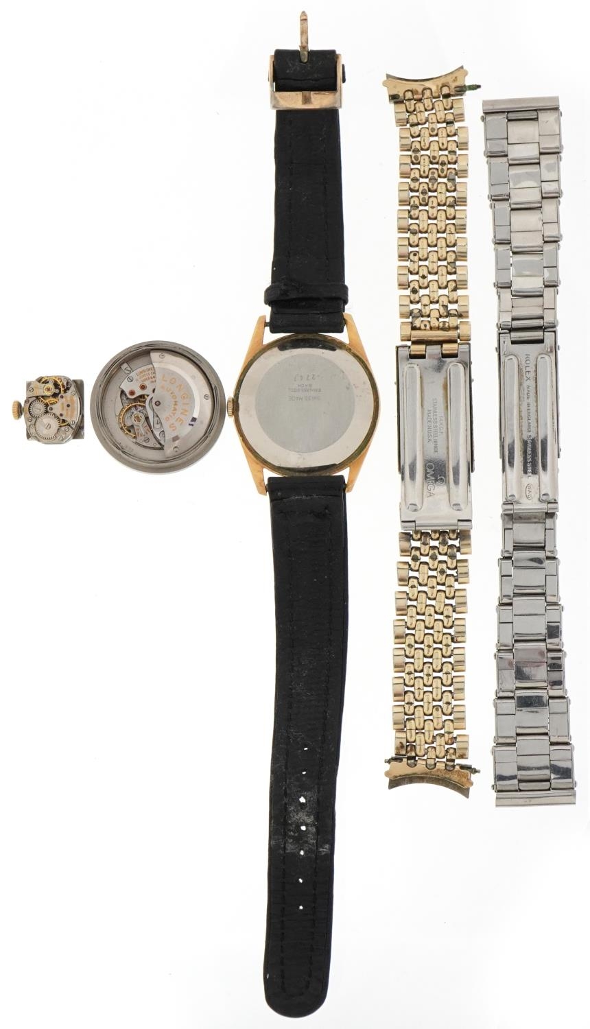 Vintage wristwatch parts including Omega watch strap, Jaeger LeCoultre ladies wristwatch movement - Image 3 of 5