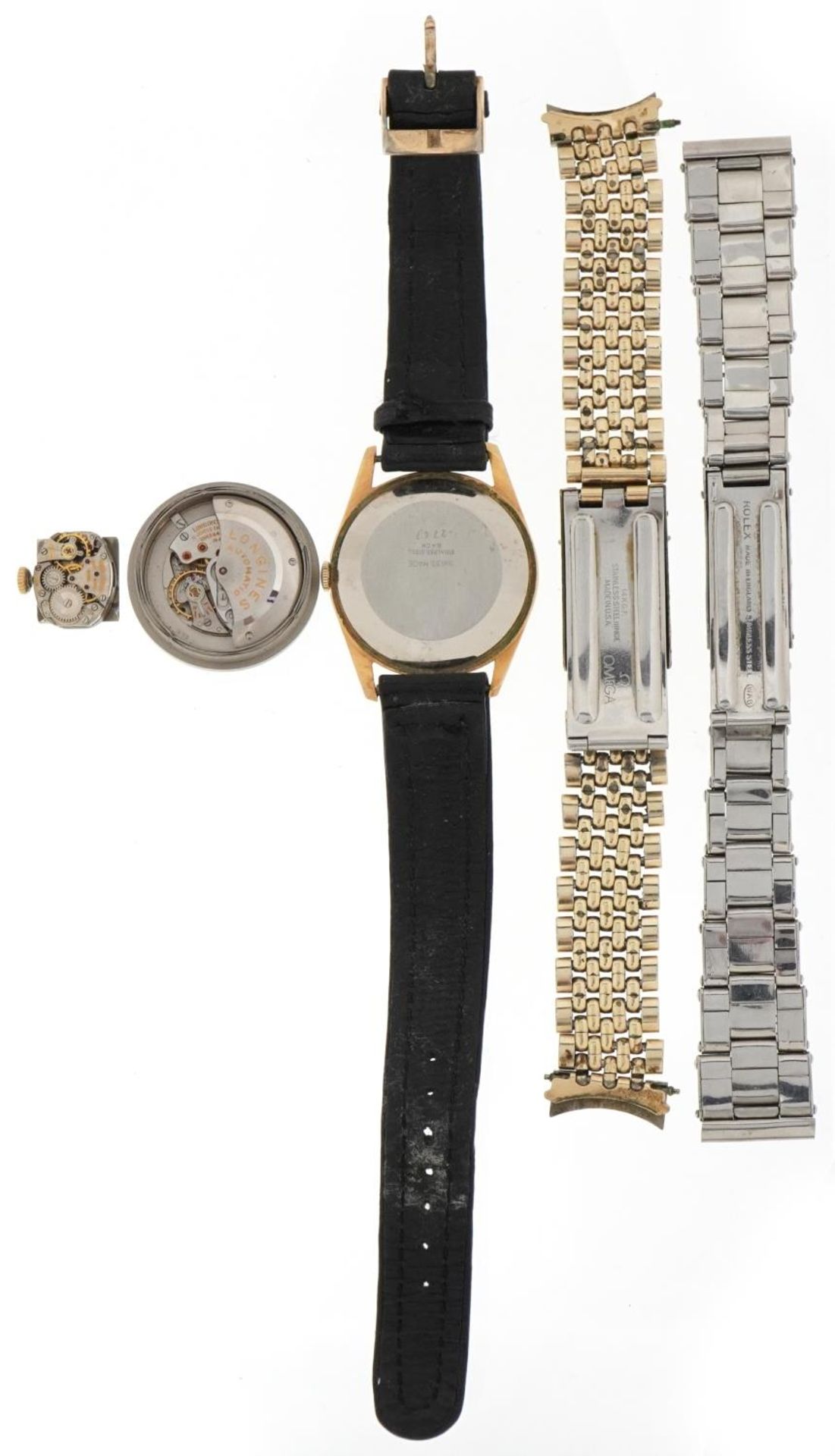 Vintage wristwatch parts including Omega watch strap, Jaeger LeCoultre ladies wristwatch movement - Bild 3 aus 5