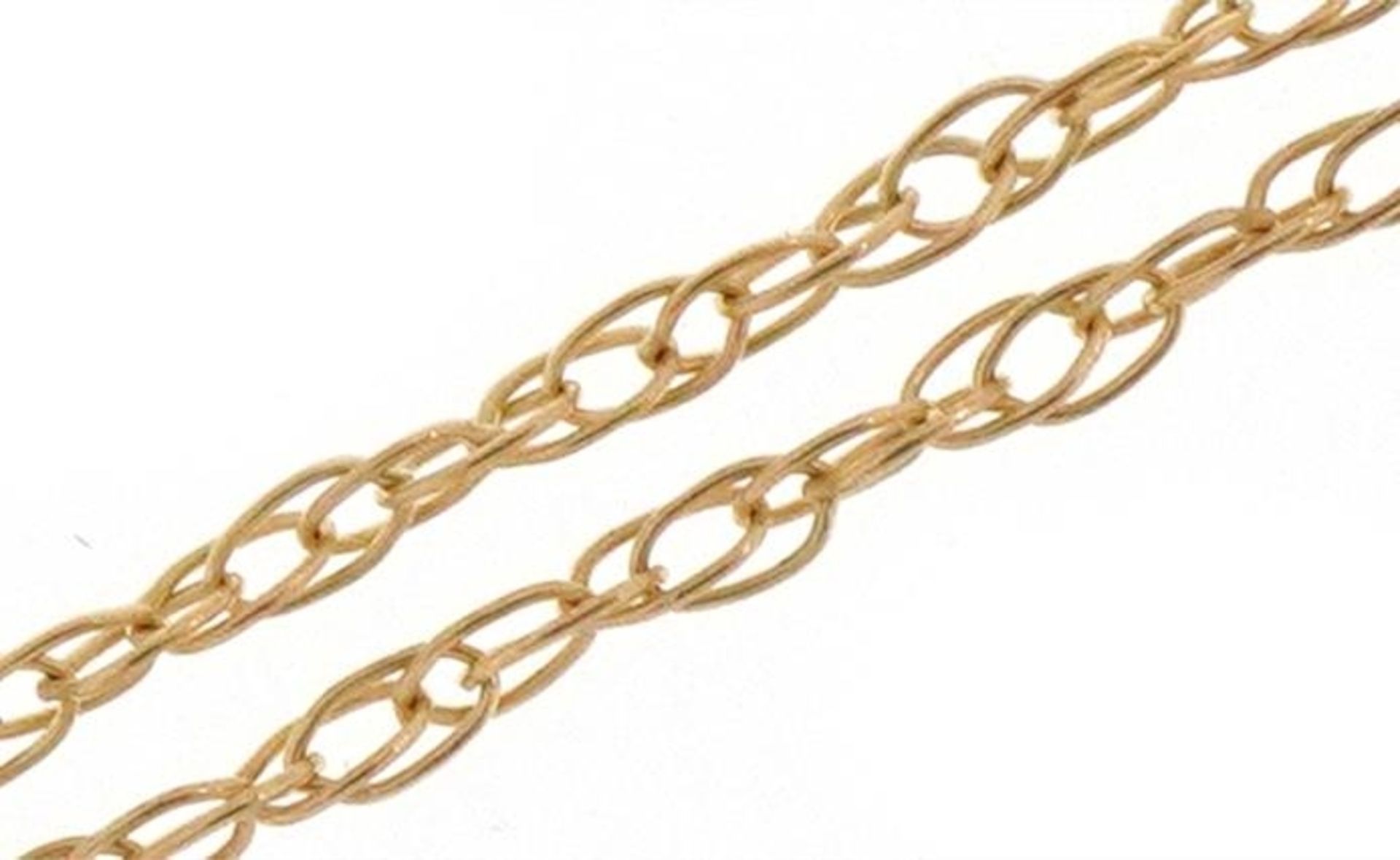 9ct gold fine chain link necklace, 40cm in length, 0.7g