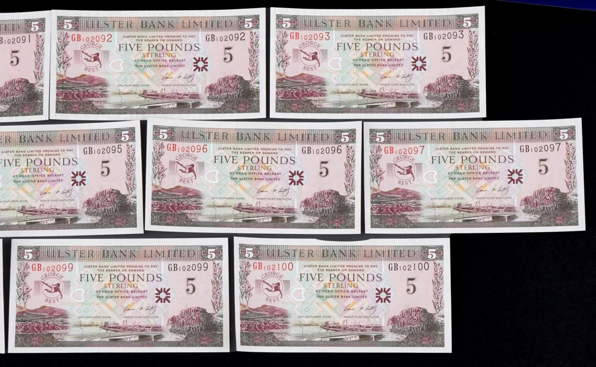 Ten count these 2006 Ulster Bank Limited George Best design five pound notes, including three with - Bild 3 aus 7