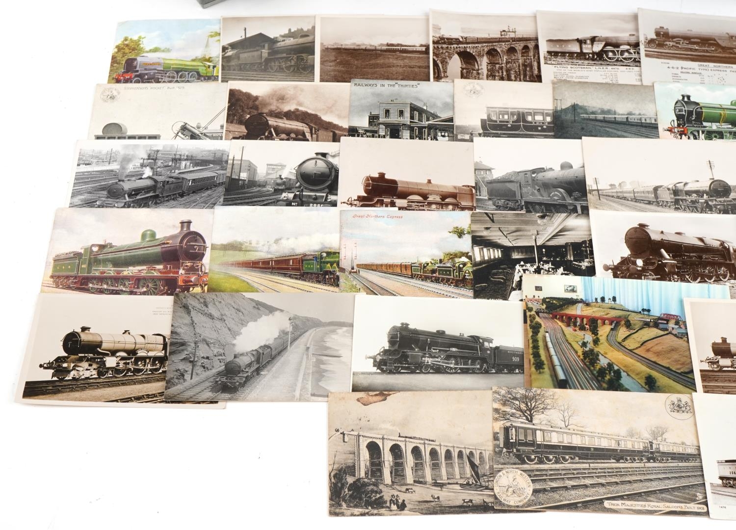 Railway items including postcards of trains arranged in two albums, British Railways torch and a - Image 13 of 15