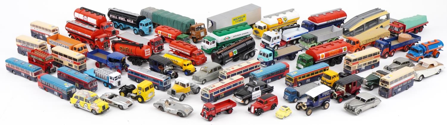 Collection of vintage and later diecast vehicles, predominantly Corgi Tankers