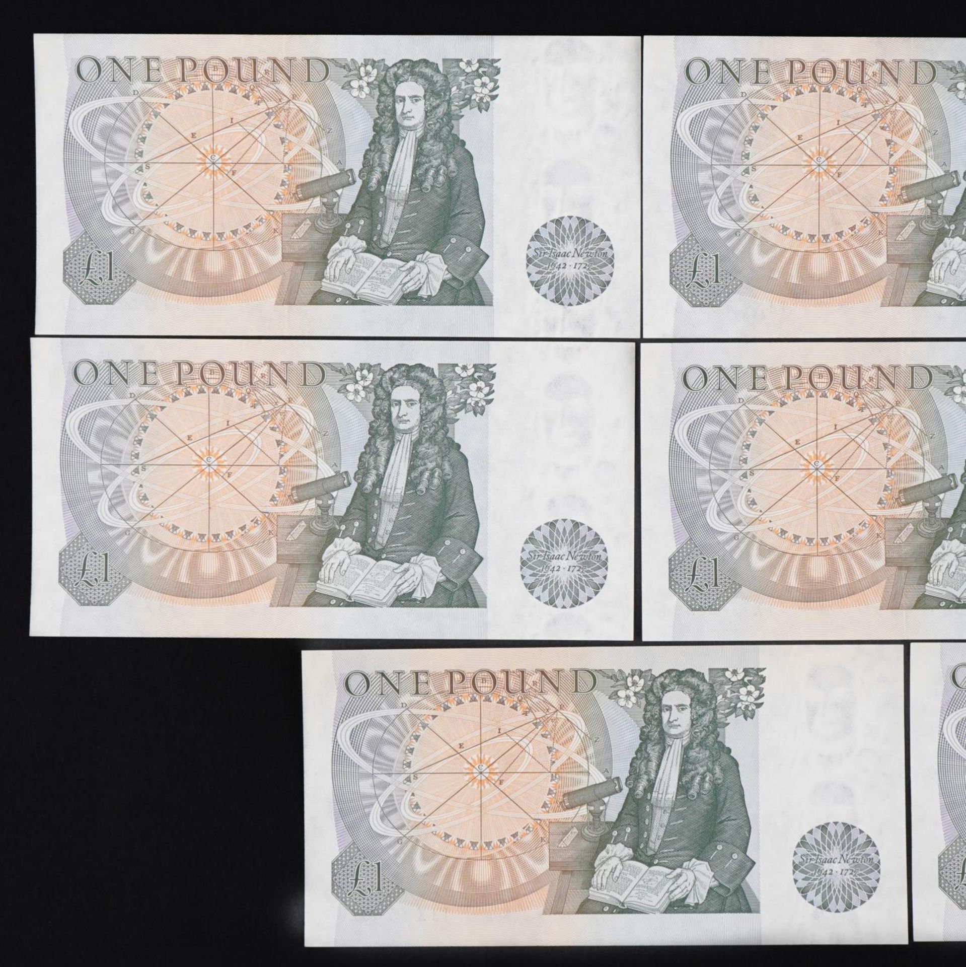 Eight Elizabeth II Bank of England one pound notes with consecutive serial numbers, Chief Cashier - Bild 5 aus 6